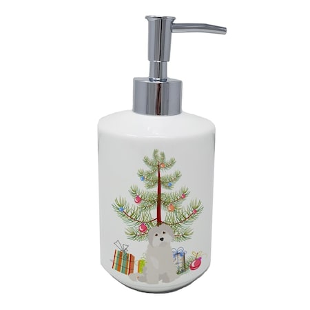 Carolines Treasures 7 x 3.5 in. Maltese No.2 Christmas Tree Ceramic Soap Dispenser CK3501SOAP